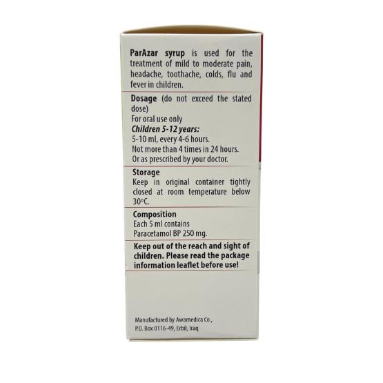 PARAZAR 250MG/5ML SYRUP 100ML ... AWA MEDICA 