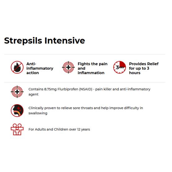 INTENSIVE FLURBIPROFEN 8.75MG HONEY & LEMON 16 LOZENGES ... STREPSILS